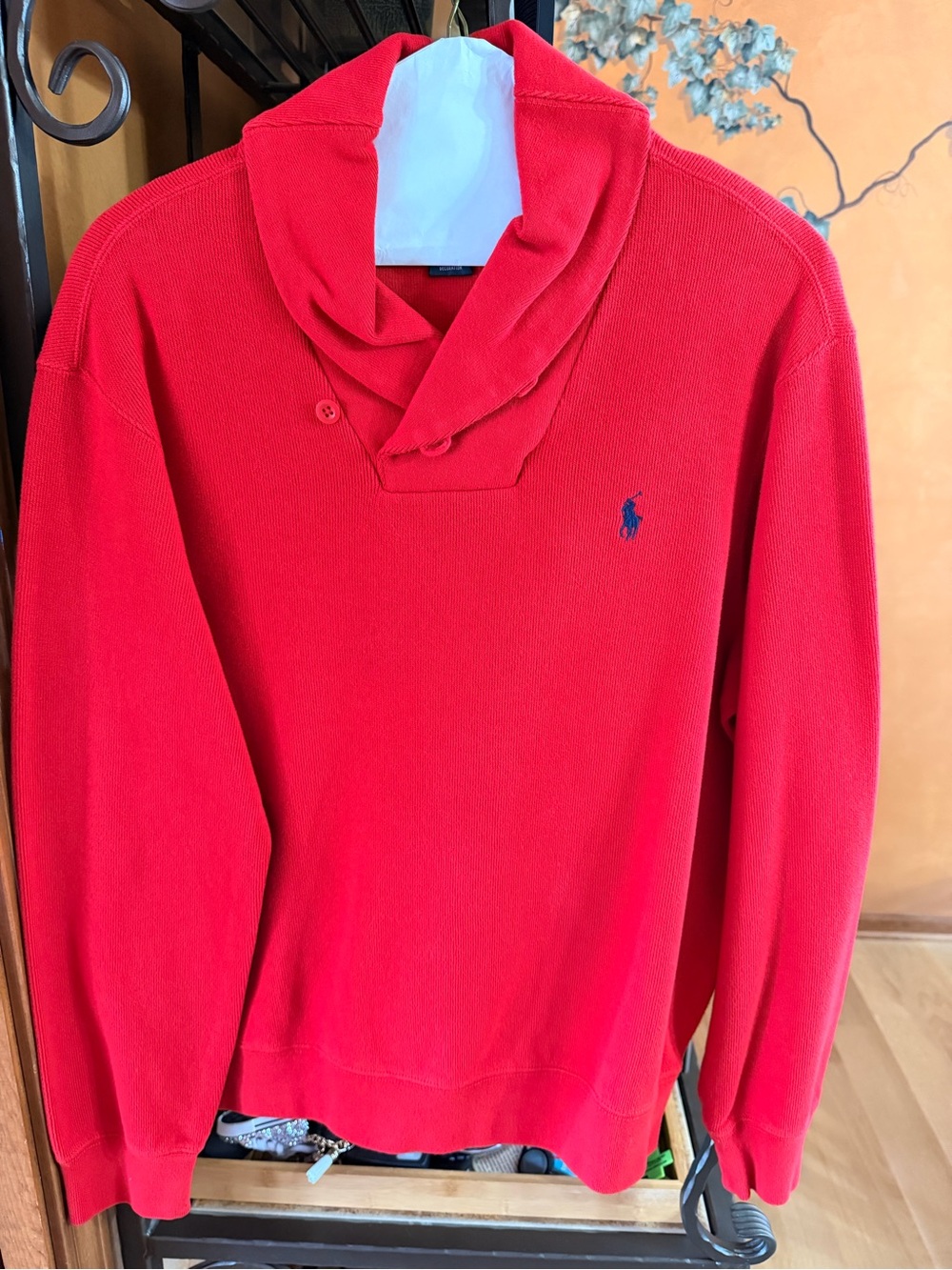 Polo Ralph Lauren Red Shawl Collar Pullover Sweatshirt Men’s Large